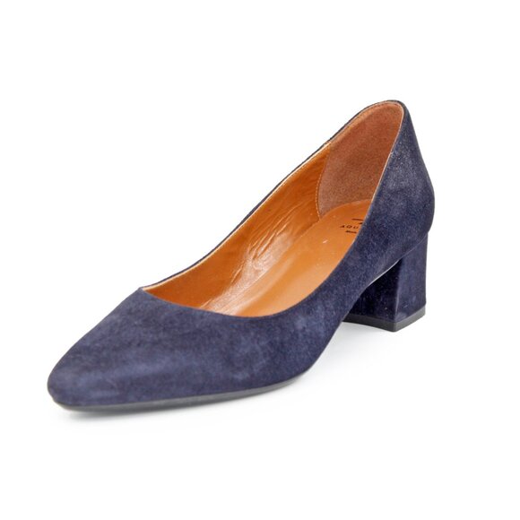 Aquatalia ‘Pasha’ Blue Suede Weatherproof Classic Block Heel Pump - Picture 2 of 11